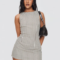 Yumiko Romper Brown Stripe Petite