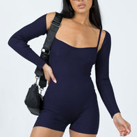 Noelene Bolero Knit Romper Navy