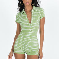 Pool Party Knit Romper Green Stripe