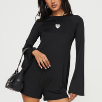 Fayette Long Sleeve Romper Black