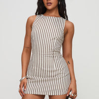 Yumiko Romper Brown Stripe