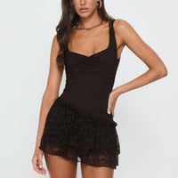 Kaydenn Frill Playsuit Chocolate