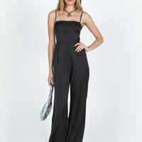 Bryne Satin Jumpsuit Black
