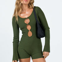 Calia Long Sleeve Romper Green