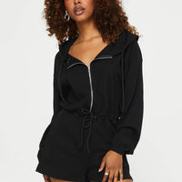 Jeanette Hooded Romper Black
