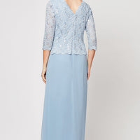 Long Gown with Sequin Lace Bodice & Chiffon Skirt