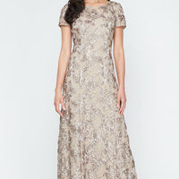 Petite Evelyn Rosette Lace Long Gown