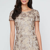 Petite Evelyn Rosette Lace Long Gown