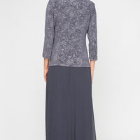 Petite Glitter Jacquard Knit Jacket Dress with Mandarin Neckline