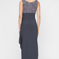 Petite Glitter Jacquard Knit & Matte Jersey Gown with Bolero Jacket