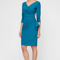 Diana Cascade Ruffle Sheath Contour Dress