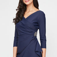 Diana Cascade Ruffle Sheath Contour Dress