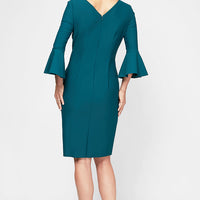 Regular - Contour Cocktail Dress with Bell Sleeves & Embellished Hip