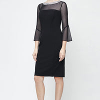 Olivia Illusion Neck Crepe Dress