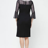 Petite Olivia Illusion Neck Crepe Dress