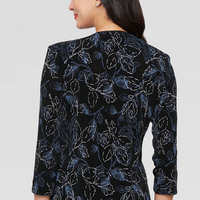 Plus 3/4 Sleeve Printed Glitter Slinky Knit Twinset with Scoop Neck Tank and Hook Neck Closure Jacket