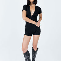 Angel Short Sleeve Romper Black