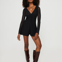 Anvar Long Sleeve Romper Black