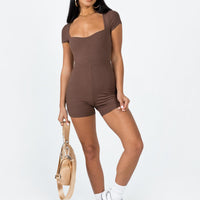 Nolan Short Sleeve Romper Brown