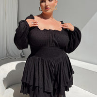 The Love Galore Long Sleeve Romper Black Curve