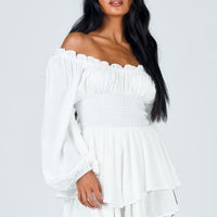 The Love Galore Long Sleeve Romper White Lower Impact