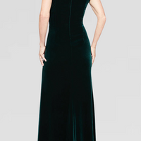 Long Off the Shoulder Fit and Flare Dress With Surplice Sweetheart Neckline, Beaded Hip Detail and Front Slit
