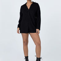 Kegan Long Sleeve Terry Romper Black