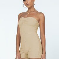Ava Strapless Romper Beige