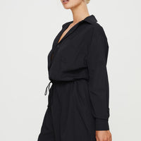 Enlighten Me Long Sleeve Romper Black