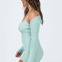 Noelene Bolero Knit Romper Blue
