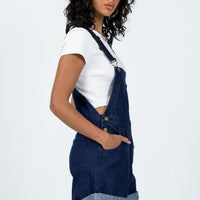Kacey Short Overalls Dark Wash Denim
