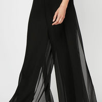 Petite Straight Leg Pant with Georgette Split Leg Overlay