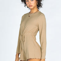 Aiken Long Sleeve Beige Romper