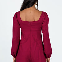 Hastings Long Sleeve Romper Burgundy