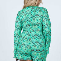 Remi Tie Front Romper Green
