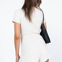Ragnar Tie Front Romper Beige
