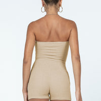 Ava Strapless Romper Beige
