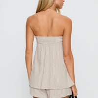 Jetsetter Strapless Playsuit Beige Stripe
