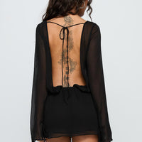 Get Closer Backless Playsuit Black