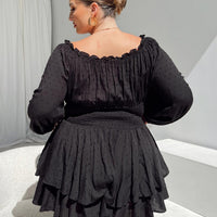 The Love Galore Long Sleeve Romper Black Curve