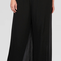 Plus Straight Leg Pant with Georgette Split Leg Overlay