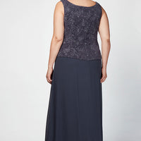 Plus Glitter Jacquard Knit Jacket Dress with Mandarin Neckline