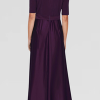 Surplice Neckline Ballgown with Full Satin Skirt & Jersey Bodice