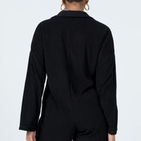 Kegan Long Sleeve Terry Romper Black