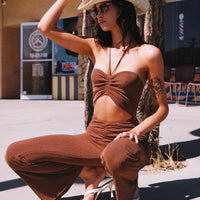 Charlie Ruched Jumpsuit Brown