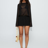Get Closer Backless Playsuit Black