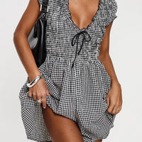 Wescott Gingham Playsuit Black / White Petite