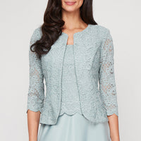 Petite Bethany Glitter Lace Jacket Dress