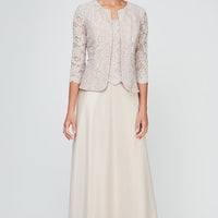 Petite Bethany Glitter Lace Jacket Dress