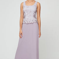 Petite Embroidered Jacket Dress with Illusion Jacket, Scallop Detail & A-Line Skirt